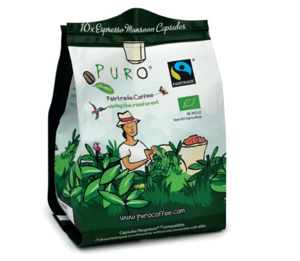 Puro Fairtrade Bio Kaffeekapsel Monsoon (Espresso) - 10 Kapseln
